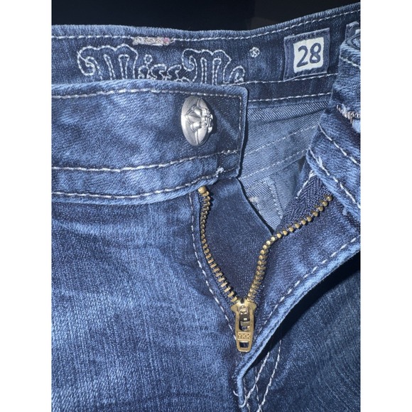 Miss Me Womens Bootcut Jeans Size 28 Blue Stretch Denim Embellished Pockets - Picture 8 of 9